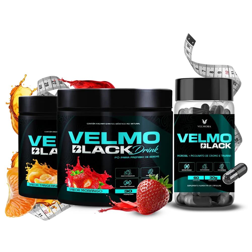 Kit Velmo Black: cápsulas e dois potes de drink